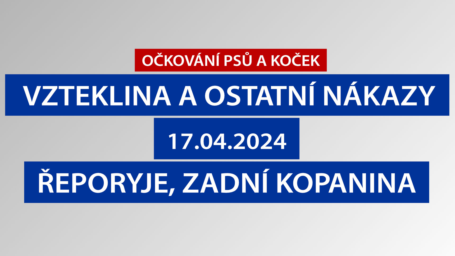 Očkování psů a koček proti vzteklině Řeporyje a Zadní Kopanina