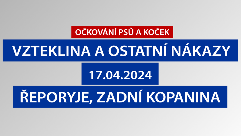 Očkování psů a koček proti vzteklině Řeporyje a Zadní Kopanina